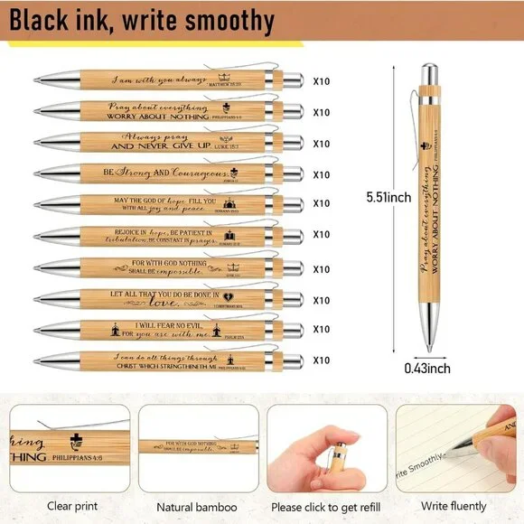 200 Pcs/ 100 Set Christian Gift for Church Bulk Prayer Bible Verse Pen Religious - Picture 3 of 7